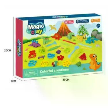 Imagem de Brinquedo Kit Massinha de Modelar Infantil com 08 Moldes e 06 Mini Dinossauros Colorido DDG Toys