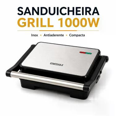 Imagem de Sanduicheira Elétrica Grill Inox 1000W Antiaderente 127V ou 220V Start