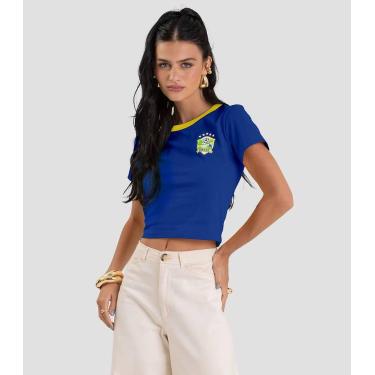 Imagem de Blusa Feminina em Cotton Leve Brasil Dianna Azul, M, Azul