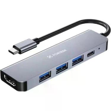 Imagem de Hub Adaptador USB-C 5 Portas HDMI + USB-C + 3 USB-A Fortrek DC53