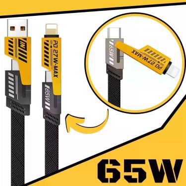 Imagem de Cabo Carregador Turbo 65w 4 Em 1 TipoC Usb Celular Pc Reforçado Dupla 
