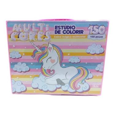 Imagem de Estojo Completo De Pintura Infantil Com 150 Peças + 30 Desenhos Kit Escolar Maleta Presente Criança Desenhar Pintar Giz de Cera Tinta Lápis de Cor Para Menina Rosa Feminino