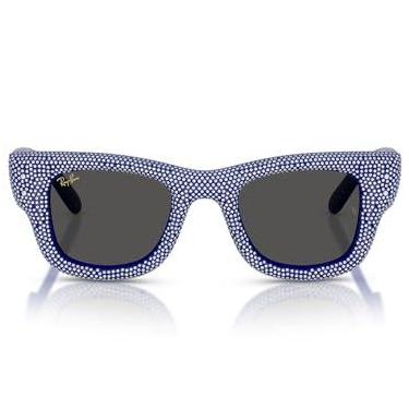 Imagem de Ray-Ban Óculos de sol RB4940BP Wayfarer Puffer Blacked Out Collection by A$AP Rocky Square, azul com strass pave/cinza escuro, 47 mm