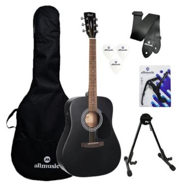 Imagem de Kit Violão Cort AD810E BKS Folk Capa/Suporte/Acessórios