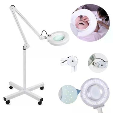 Imagem de Lupa Luminária Estética com Tripé Articulado Yeet para Manicure Branca Bivolt 10x 120 Leds 24W