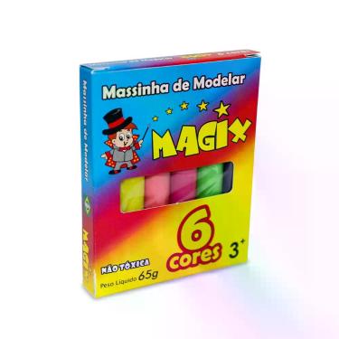 Imagem de Massinha De Modelar Infantil Escolar 6 Cores Magix 65g