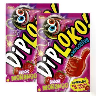 Imagem de Kit 2 Pirulito Dip Loko Explosive Sabor Morango 11g