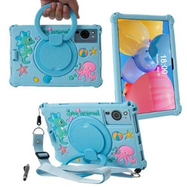 Imagem de Kwamaz Capa para tablet Android de 10,1 polegadas para Callsky 10,1 polegadas Cpad 10/ROWT A10/Onn 10.1/ApoloSign EM101A/BYYBUO 10,1 polegadas, azul claro