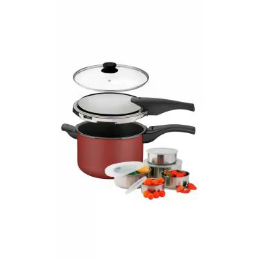 Imagem de Panela Pressão Antiaderente 4,5L + 5 Tigelas Inox - Congratulations St