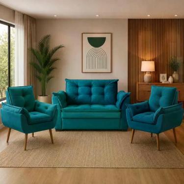 Imagem de Sofá 2 Lugares e 2 Poltrona Decorativa para Sala de Estar - Arapongas 