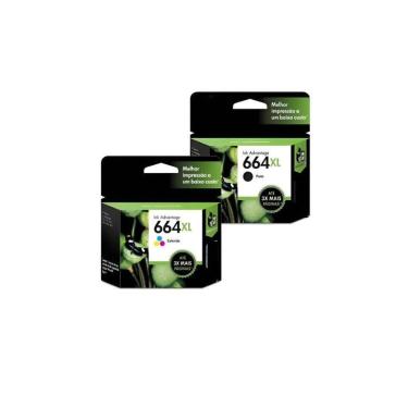 Imagem de Kit Cartuchos 664xl Preto Color F6v30ab F6v31ab - Genuíno