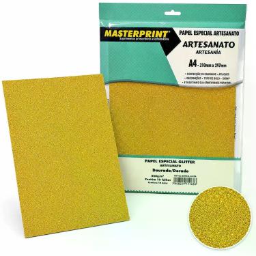 Imagem de Papel Glitter A4 250g Masterprint 10 Folhas para Artesanato Papelaria 