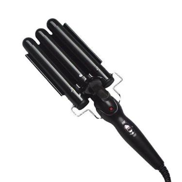 Imagem de Chapinha Triondas Ondulador Formador Triplo 22mm Modelador de Cachos Onda Cabelo Cerâmica Para Longo E Curto 200°C(preto)