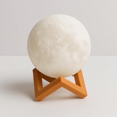 Imagem de Hodah Abajur Lua 3D LED 10cm a Bateria – Luminária Decorativa Luz Noturna Aconchegante e Presente Incrível Premium