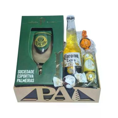 Imagem de Cesta Presente Palmeiras Pai Torcedor com Taça e Cerveja - Empório Cho