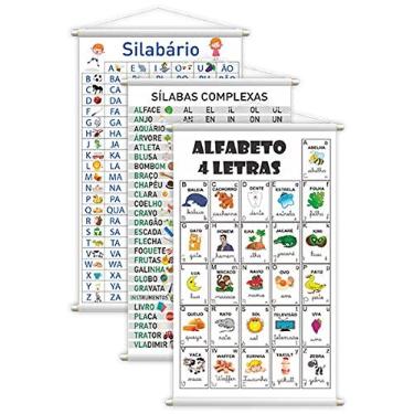 Imagem de Kit Banners Alfabeto 4 Letras + Silabário Simples + Complexo 120x60cm
