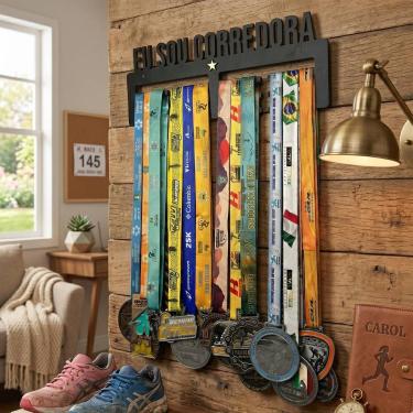 Imagem de Kit com 2 Suportes Quadro Porta Medalhas MDF Expositor para 36 Medalha