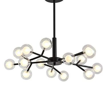 Imagem de Luminária de teto de ferro industrial, lustre moderno com lâmpadas e cúpula de vidro globo incluída para quarto e sala de estar, lustre Sputnik, lustre de arte de ferro G4 Northern Europe -