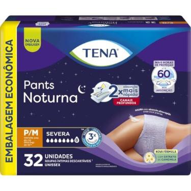 Imagem de Tena Pants Noturna, Roupa Íntima para Incontinência Urinária, P/M - Embalagem econômica, 32 unidades