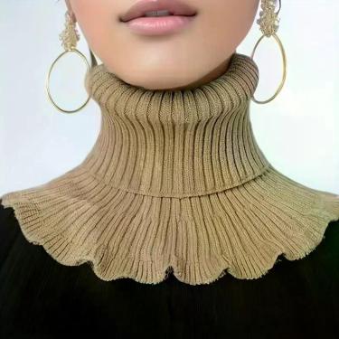 Imagem de Cachecol Falso De Tricô Preto E Branco Para Mulheres, Macio, Grosso, Q