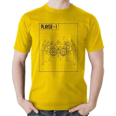 Imagem de Camiseta Algodão Player 1 Controle Joystick - Foca na Moda, Amarelo, G