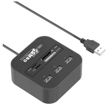 Imagem de Hub 3 Portas Usb 2.0 - Leitor Cartão Micro Sd, M2, Ms Pro Duo Universal