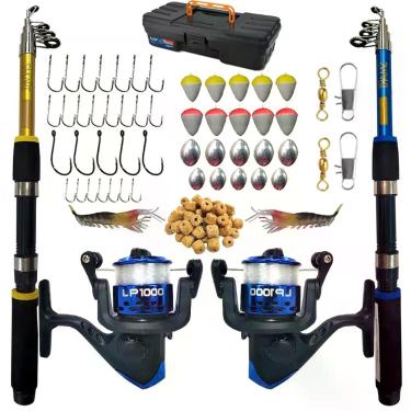Imagem de Kit De Pesca Duplo Vara + Molinete E Acessorios Barato Leandro Turatti
