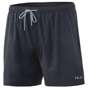 Imagem de HUK Short masculino de vôlei de 14 cm | Calção de banho com cintura elástica de secagem rápida, cinza vulcânica, pequeno EUA