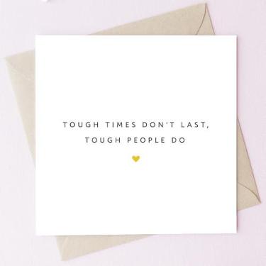 Imagem de TEEMI - Cartão de felicitações inspirador com envelope - Citação motivacional Tough Times Don't Last - Cartolina quadrada premium de 300 g/m² 12 x 12 cm