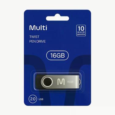 Imagem de Pendrive twist preto 16gb multilaser, 16GB