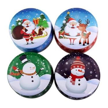 Imagem de Frascos de lata de metal para natal, lata redonda de lata para doces, recipiente de velas, garrafa vazia, pote de mel, armazenamento de doces (Estilo 1)