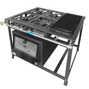 Imagem de Fogão Industrial 4 Bocas Simples A Gás Alta Pressão Mr Fogões Com Chapa E Forno P7
