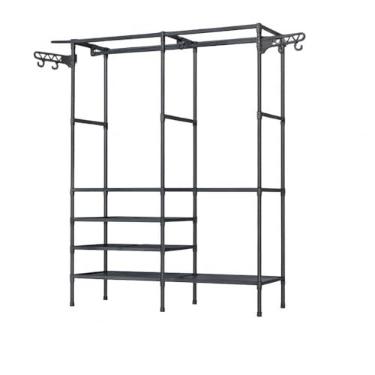Imagem de Arara Cabideiro, Cabideiro de Chão Sapateira Rack Organizador Multiuso Aço Inox(Pequeno,Preto)