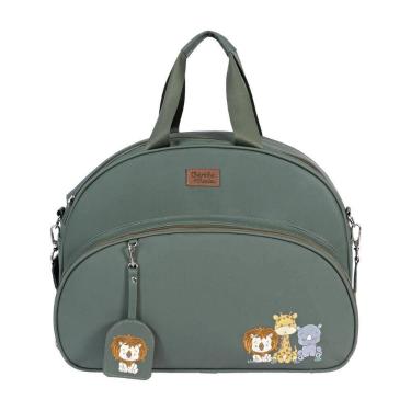 Imagem de Bolsa Maternidade M Safari Verde Musgo Bordado Com Bolso Frontal - 01 