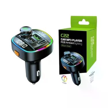Imagem de Carregador USB Para Carro 22.5W Com Transmissor FM Bluetooth E Modulad