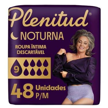 Imagem de Plenitud® Noturna Roupa Íntima Descartável, Proteção por até 12h, Máxima Absorção, Tamanho P/M, Pacote com 2x24-48 Unidades