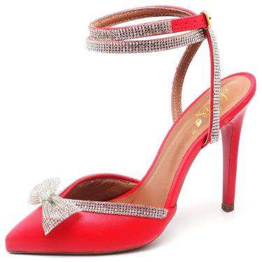 Imagem de Scarpin Salto Alto com Strass Napa Vermelho Ella's - Ellas Online, 38,