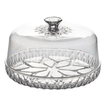 Imagem de Queijeira Porta Queijo Acrílico Cristal Com Tampa 17cm - Plasútil