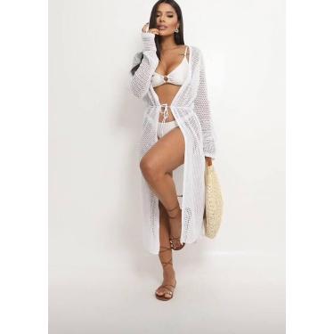 Imagem de Saída de Praia Longa Moda Verão Luxo - Free Star, Branco, Único