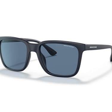 Imagem de Armani Exchange Óculos de sol masculino armação preta fosca, lentes azuis escuras, 55 mm, Azul fosco escuro, Medium