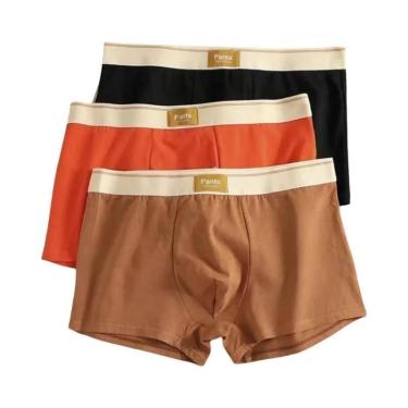 Imagem de Cuecas Boxer Masculinas De Algodão Respirável 3 Peças U Convexo Roupa 
