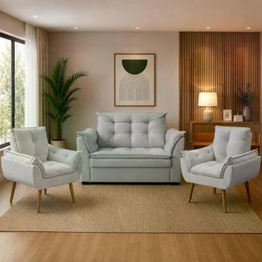 Imagem de Sofá 2 Lugares e 2 Poltrona Decorativa para Sala de Estar - Arapongas 