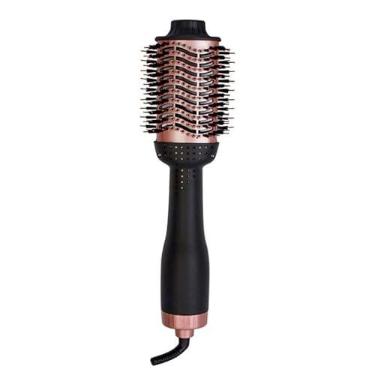 Imagem de Escova Secadora de Cabelo Profissional Bivolt 1300W Elétrica Rotativa Íons 3 Temperaturas Anti-Frizz