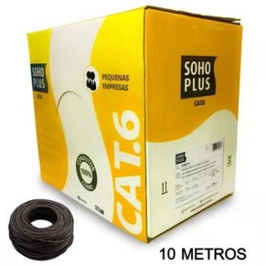 Imagem de 10 Metros De Cabo Rede CAT6 Sohoplus Furukawa, 100% Cobre, Cor:preto