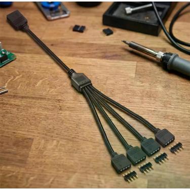 Imagem de Cabo Hub Cooler Fan 4 Pinos Splitter 1x4 Iluminacao Gabinete Adaptador
