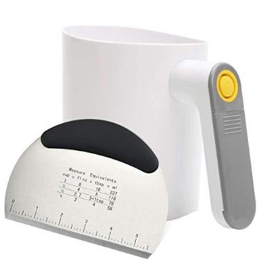 Imagem de Erivibor Peneira elétrica de farinha operada por bateria peneira de farinha com massa Sc ferramenta de cozimento de cozinha filtro de pó corpo de plástico de qualidade alimentar e malha de filtro SS430, capacidade para 4 xícaras/1L branca