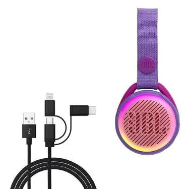 Imagem de Cabo BoxWave compatível com JBL JR Pop (cabo da BoxWave) - Cabo AllCharge 3 em 1 para JBL JR Pop - Preto Jet