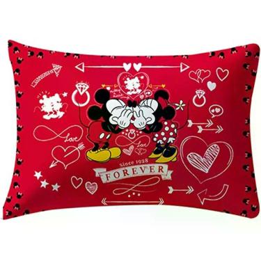 Imagem de Fronha Avulsa Mickey E Minnie 100% Algodão 48x68cm Vermelho