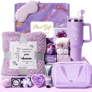 Imagem de Cesta de Presente Spa Luxuosa de Lavanda Joyvella com Manta
