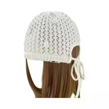 Imagem de Gorro De Tricô Rosa Com Design Coreano, Feito À Mão, Com Cadarço, Esti